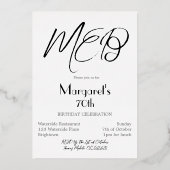 Invitation En Aluminium 70e anniversaire Elégant Monogramme photo Annivers (Verso)