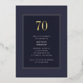 Invitation En Aluminium 70e anniversaire Minimal Elegant Dark Gold Frame (Recto)
