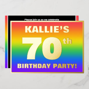 Invitation En Aluminium 70e Birthday Party : Fun, Colorful Rainbow Pattern