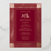 Invitation En Aluminium 70e fête d'anniversaire personnalisée Art déco Tex (Recto)