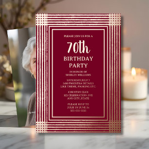Invitation En Aluminium 70e texte art déco texturé pour anniversaire perso