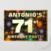 Invitation En Aluminium 71e fête d'anniversaire — Amusant, Feu d'artifice  (Recto)