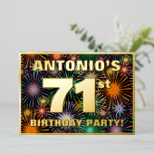 Invitation En Aluminium 71e fête d'anniversaire — Amusant, Feu d'artifice  (Debout devant)