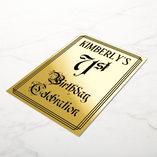 Invitation En Aluminium 71e fête d'anniversaire — Script élégant + Nom per (Rotation)