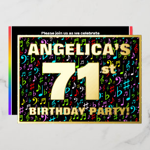 Invitation En Aluminium 71st Birthday Party — Fun, Colorful Music Symbols