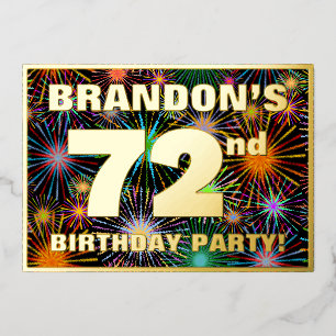 Invitation En Aluminium 72e fête d'anniversaire — Amusant, Feu d'artifice 