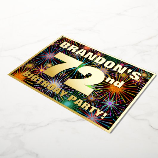 Invitation En Aluminium 72e fête d'anniversaire — Amusant, Feu d'artifice  (Rotation)
