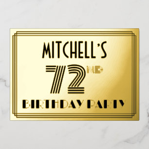 Invitation En Aluminium 72e fête d'anniversaire — Art Déco Style "72" & No