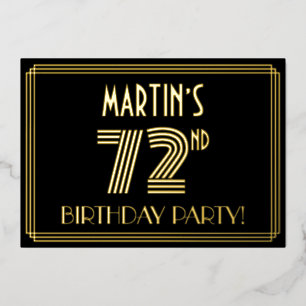 Invitation En Aluminium 72e fête d'anniversaire — Art Déco Style "72" + No
