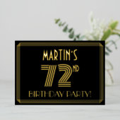 Invitation En Aluminium 72e fête d'anniversaire — Art Déco Style "72" + No (Debout devant)