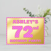 Invitation En Aluminium 72e fête d'anniversaire — Audacieux, amusant, rose (Debout devant)