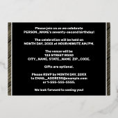 Invitation En Aluminium 72e fête d'anniversaire — Bold, Faux Wood Grain Te (Verso)