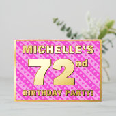 Invitation En Aluminium 72e fête d'anniversaire — Coeurs et rayures roses  (Debout devant)