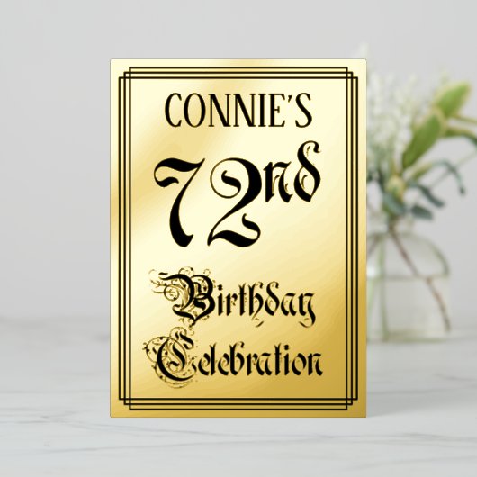 Invitation En Aluminium 72e fête d'anniversaire — Script élégant + Nom per (Debout devant)