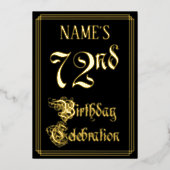 Invitation En Aluminium 72e fête d'anniversaire — Script fantaisie et nom  (Recto)