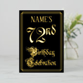 Invitation En Aluminium 72e fête d'anniversaire — Script fantaisie et nom  (Debout devant)