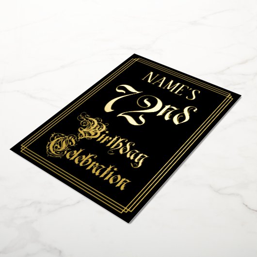 Invitation En Aluminium 72e fête d'anniversaire — Script fantaisie et nom  (Rotation)