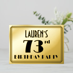 Invitation En Aluminium 73e fête d'anniversaire — Art Déco Look "73" + Nom