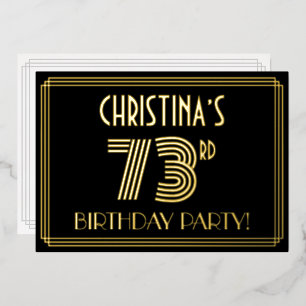 Invitation En Aluminium 73e fête d'anniversaire — Art Déco Style "73" + No