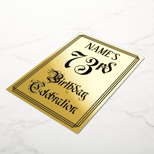 Invitation En Aluminium 73e fête d'anniversaire — Script élégant + Nom per (Rotation)