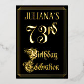 Invitation En Aluminium 73e fête d'anniversaire — Script fantaisie et nom  (Recto)
