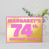 Invitation En Aluminium 74e fête d'anniversaire — Gras, amusant, rose rayu (Debout devant)