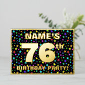 Invitation En Aluminium 76e fête d'anniversaire — Amusant, Colorful Stars  (Debout devant)