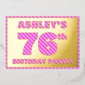 Invitation En Aluminium 76e fête d'anniversaire — Audacieux, amusant, rose (Recto)