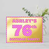 Invitation En Aluminium 76e fête d'anniversaire — Audacieux, amusant, rose (Debout devant)