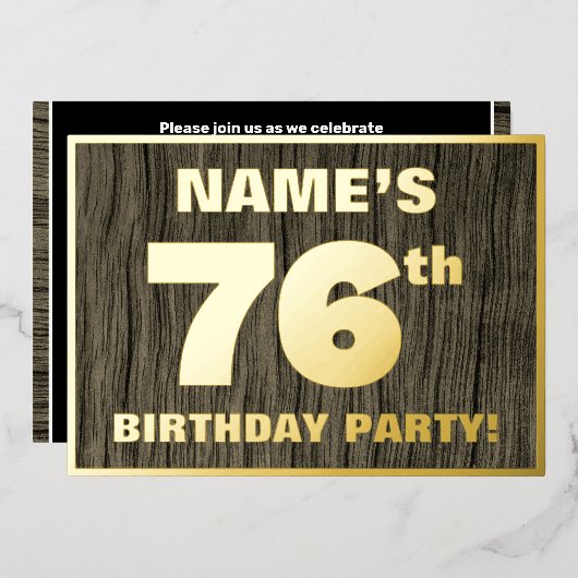 Invitation En Aluminium 76e fête d'anniversaire : Bold, Motif de céréales  (Recto/Verso)
