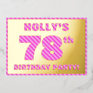 Invitation En Aluminium 78e fête d'anniversaire — Audacieux, amusant, rose