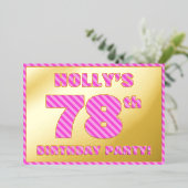Invitation En Aluminium 78e fête d'anniversaire — Audacieux, amusant, rose (Debout devant)