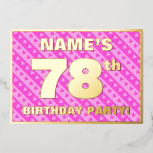 Invitation En Aluminium 78e fête d'anniversaire — Coeurs roses amusants et