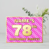 Invitation En Aluminium 78e fête d'anniversaire — Coeurs roses amusants et (Debout devant)