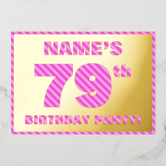 Invitation En Aluminium 79e fête d'anniversaire — Audacieux, amusant, rose (Recto)