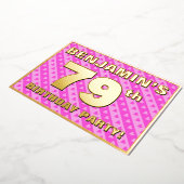 Invitation En Aluminium 79e fête d'anniversaire — Coeurs et rayures roses  (Rotation)