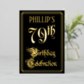 Invitation En Aluminium 79e fête d'anniversaire — Script fantaisie et nom (Debout devant)