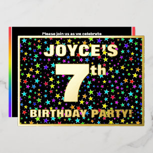 Invitation En Aluminium 7e Birthday Party — Fun, Colorful Stars Pattern