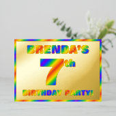 Invitation En Aluminium 7e fête d'anniversaire — Amusant, Rainbow Spectrum (Debout devant)