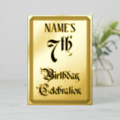 Invitation En Aluminium 7e fête d'anniversaire — Script élégant + Nom pers (Debout devant)