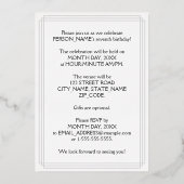 Invitation En Aluminium 7e fête d'anniversaire — Script élégant + Nom pers (Verso)