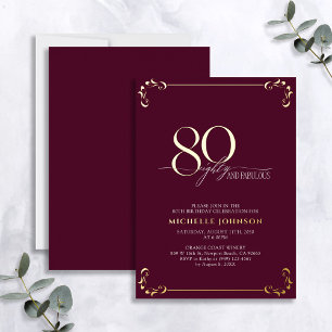 Invitation En Aluminium 80 ans et fabuleux Anniversaire calligraphié Bourg