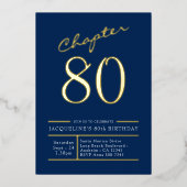 Invitation En Aluminium 80 Blue 80th Birthday Party Gold (Recto)