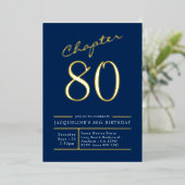 Invitation En Aluminium 80 Blue 80th Birthday Party Gold (Debout devant)