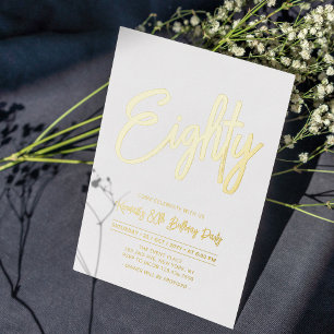 Invitation En Aluminium 80   Chic Foil Script 80e fête d'anniversaire