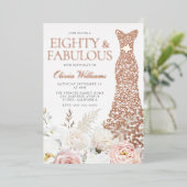 Invitation En Aluminium 80 et fabuleux 80e anniversaire de fête Rose or (Debout devant)