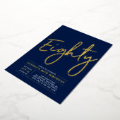 Invitation En Aluminium 80 | Modern Gold Navy 80e fête d'anniversaire (Rotation)