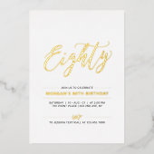Invitation En Aluminium 80 | Modern Simple Gold 80th Birthday Party (Recto)