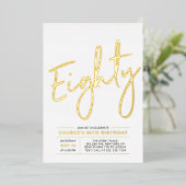 Invitation En Aluminium 80 | Soirée d'or moderne 80e anniversaire (Debout devant)