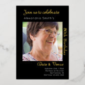 Invitation En Aluminium 80e anniversaire Black Gold (Recto)